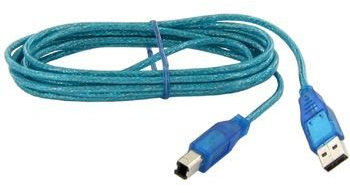 THOMSON IN10108 USB 2.0 (Tested) Kabel, A-Stecker - B-Stecker (transparent-blau)