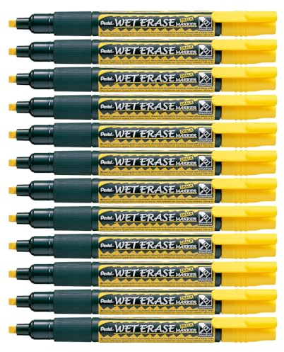 Pentel Wet Erase Chalk Marker Medium Tip - Yellow (Pack of 12)