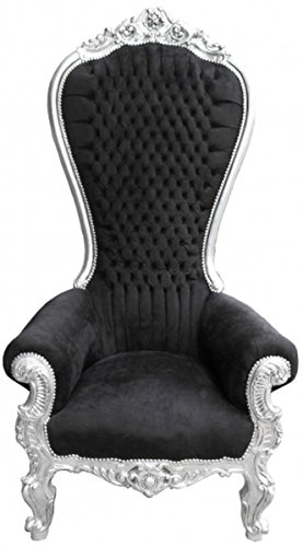 Casa Padrino Barock Thron Sessel Majestic Mod2 Schwarz/Silber - Riesensessel -Thron Stuhl Tron