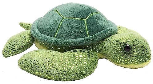 Wild Republic 16262 Hug'ems Plüschtier, Kuscheltier, Schildkröte 18cm, Grüne Meeresschildkröte
