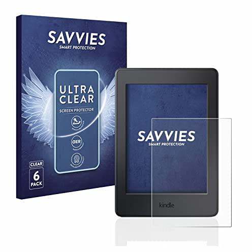 Savvies 6 Stück Schutzfolie für Amazon Kindle Paperwhite 2015 (7. Gen.) Displayschutz-Folie Ultra-Transparent