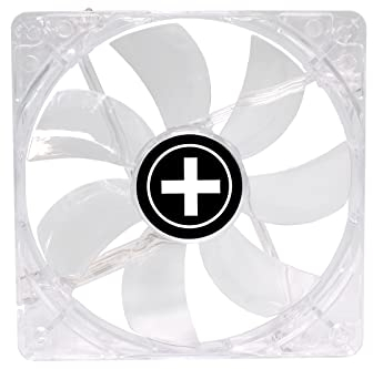 Xilence XPF120.TBL Ventilateur de boîtier silencieux 120mm, LED bleu, small 3PIN/4PIN male, installation facile, câble 340mm, Hydro Bearing, bon flux d'air, idéal pour PC Gaming/Office, transparent