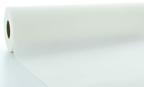 Mank Tischdeckenrolle Uni, Rollenware 118 cm x 25m aus Airlaid stoffähnlich, Einmal Tischdecke für Gastronomie Papiertischdecke Rolle (Weiß, 118 cm x 25 m)