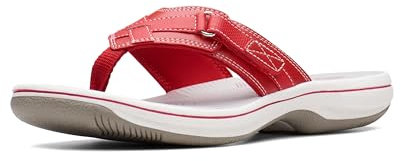 Clarks Women's Breeze Sea Flip Flop, New Red Synthetic, 6.5 UK