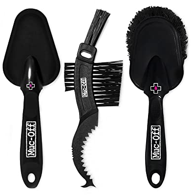 Muc-Off Kit Pulizia Bici Premium da 3 - Kit Manutenzione Bici con 3 Spazzole Pulizia Bici con Setole in Nylon Durevole e Manici Ergonomici Gommati per Ridurre l'Impatto