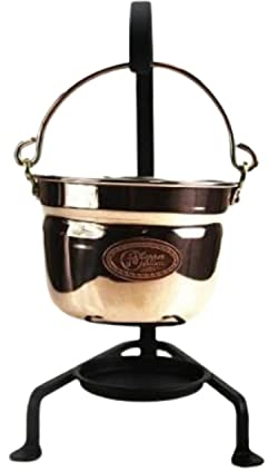 Copper Garden Hängetopf 0,6 Liter I Topf aus Kupfer mit Ständer zum Aufhängen I Kupfertopf zum Kochen & Servieren I Fondue Topf mit 11 cm Durchmesser I Kochtopf für Glühwein & Feuerzangenbowle