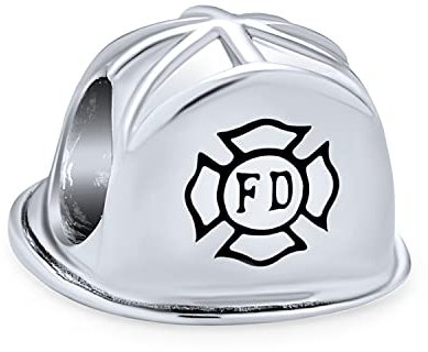 Bling Jewelry Feuerwehrmann Feuerwehrhut Helm Charm Bead Für Frauen Für Frau Oxidiert .925 Sterlingsilber Passt An Europäisches Armband