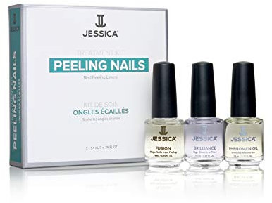 JESSICA Nail Strengthener and Repair Treatment for Peeling Nails, 3 Step Nailcare Kit with Cuticle Oil, Fusion Base, and Brilliance Top Coat, Clear, Fast Drying