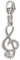 CLEVER SCHMUCK Silberner Damen Anhänger als Charm Notenschlüssel 18 mm Musik glänzend mit Zirkoniastein weiß Sterling Silber 925 in Geschenkfaltbox