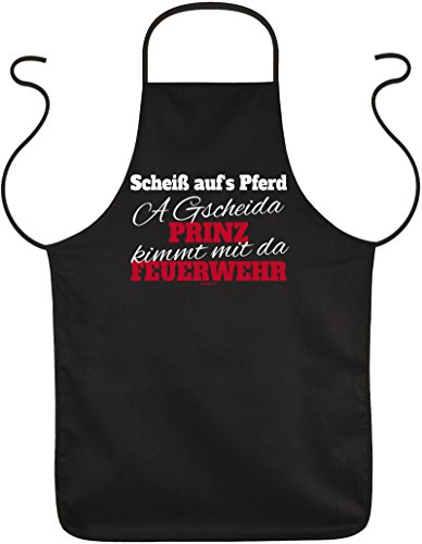 Goodman Design Männer Grill - und Kochschürze - Thema Feuerwehr : Scheiß/Scheiß auf´s Pferd … Feuerwehr Schürze schwarz