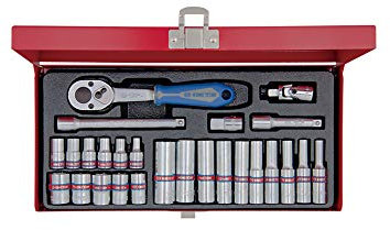 KING TONY 2526SR 1/4 Drive 6 Point Socket Wrench Set, 5/32 - 1/2 Size, 26 Piece