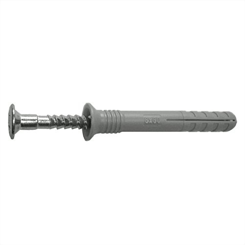 100x Hüfner Nageldübel ''FIX'' aus reinem Nylon mit verzinktem Schraubnagel - Senkkopf-Schlagdübel - die perfekte Schnellmontage mit hohen Auszugswerten in Vollbaustoffen - 8x50 mm - 8x50mm