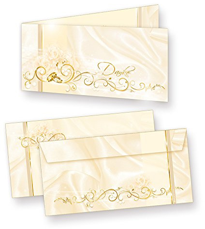 tatmotive Danksagung Hochzeit PERLMUTT (40 Sets) sehr elegante Danksagungskarten für Hochzeit, inkl. Dreieckstaschen für Ihr Hochzeitsbild