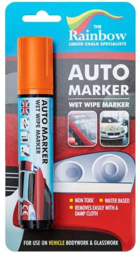 Rainbow Chalk Markers Orange 15 mm Tip Car Marker Pen, Window Marker | Jumbo Ink Marker Pen, 15 mm Broad Nib, Water Resistant, Wet Wipe Clean, Indoor & Outdoor Use, Solvent Free