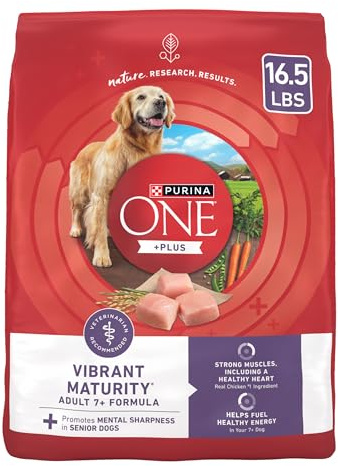 Purina ONE High Protein Dry Senior Dog Food Plus Vibrant Maturity Adult 7 Plus Formula - 16.5 Lb. Bag