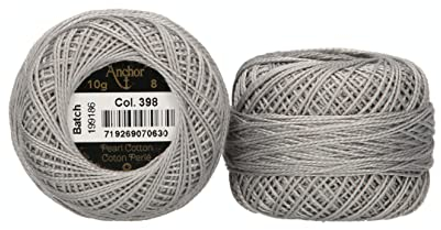 Anchor 4591008-00398 Stickgarne, 100% Baumwolle, grau, Stärke 8, 82m, 16 Gramm