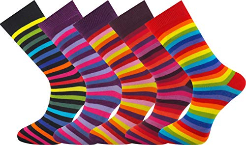 Mysocks Chaussettes pour Hommes, Lot de 5 Paires, Motif Casual et Habillé Mi-Mollet, sans Couture aux Orteils, en Coton Coloré, Taille 41-46