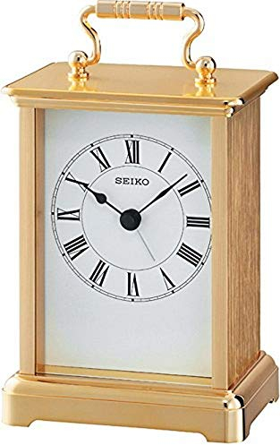 Seiko Tischuhr gold Aluminium QHE093G
