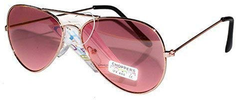 Occhiali da Sole Sunglasses Donna Montatura Colore Oro Lenti Rosa Aviatore