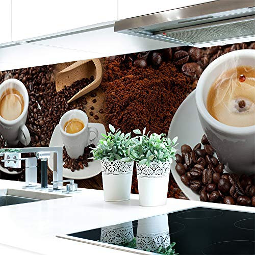 Küchenrückwand Kaffee Mix Premium Hart-PVC 0,4 mm selbstklebend - Direkt auf die Fliesen, Größe:220 x 60 cm