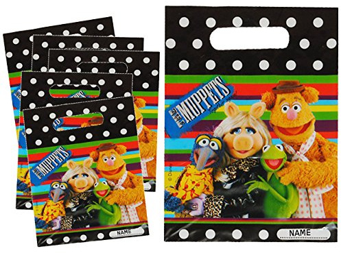 alles-meine.de GmbH 6 TLG. Set: Partytüten - The Muppets - Geburtstagstüten Folie/Mitgebsel - Tüten Tasche Kermit Miss Piggy Show - Mitgebseltüten Tütchen - Geschenktasche - Pr..
