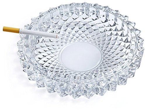 jenifer2015 Aschenbecher aus Glas, rund, 18 cm, Rauchgrau