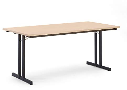 kaiserkraft | Klapptisch | mit extrastarker Platte | Höhe 720 mm | 1800 x 800 mm | Gestell schwarz | Platte Buche-Dekor