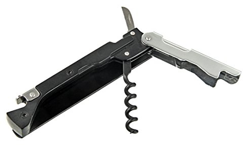 FMprofessional Kellnerkorkenzieher mit Abstreif (Farbe: Schwarz/Glänzend), Menge: 1 Stück