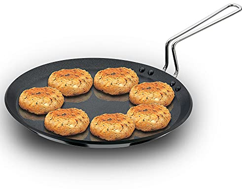 Futura Non-Stick Flat Tava Griddle, 12-Inch For Dosa, 4.88mm with Steel Handle