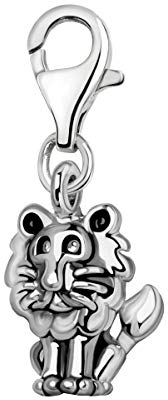 Quiges Charms Anhänger 3D Löwe Sternzeichen Horoskop Versilbert Damen Schmuck für Bettelarmband