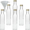 mikken 6 x Glasflasche 250 ml mit Schraubverschluss, leere Flaschen zum Befüllen als Ölflasche, Schnapsflasche, Likörflasche + 1 Trichter