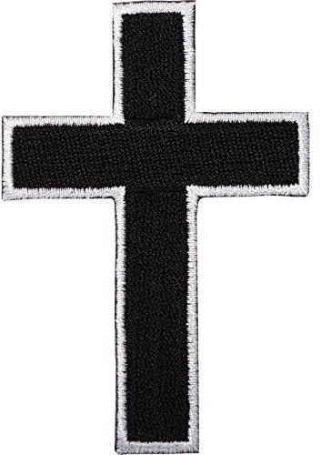Schwarzes Kreuz, bestickt, zum Aufnähen oder Aufbügeln, für T-Shirts, Taschen, Motorradjacken.