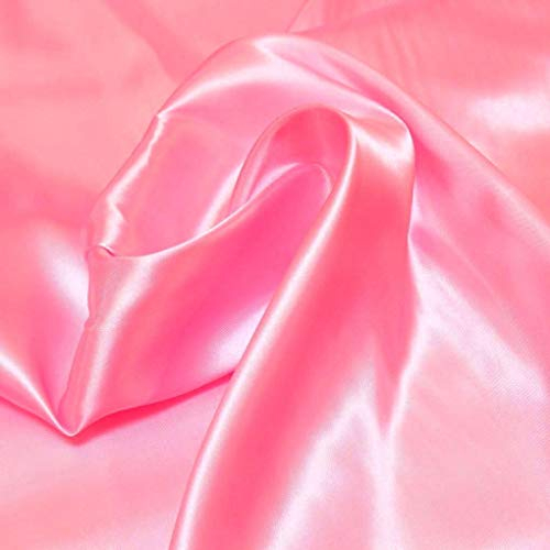 TOLKO 1m Glanz Satin Stoff Meterware als Modestoff Dekostoff Kostümstoff Gardinenstoff Vorhangstoff Hochzeitsstoff | Glitzer Satinstoffe zum Nähen Dekorieren | Nähstoffe 150cm breit (Rosa)