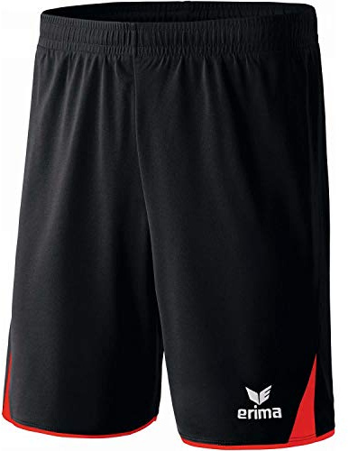erima, Pantaloni Corti Sportivi Uomo e Bambino 5-Cubes, Nero (Schwarz/Rot), 128 cm
