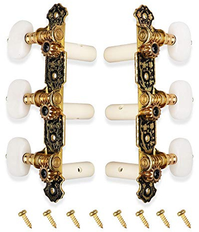 Mr.Power Guitar Tuners Machine Head 3+3 Set Tuning Keys Machine Pegs for Classical Guitar(White Button)