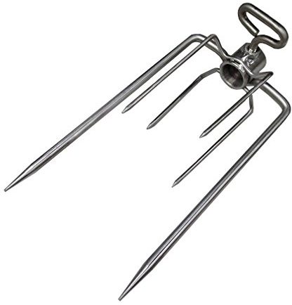 Hog Roast Stainless Steel Spit Fork with Chicken Poultry Attachment