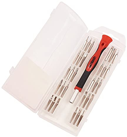 Amtech 31 pc Precision Screwdriver Set, Slotted, Phillips & Torx Bits with Push-Fit Handle & Storage Case for Mobile, Computer & Watch Repairs