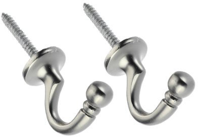 Swish Ball Metal Curtain Tie Back Hooks, Satin Nickel, Large, Pair