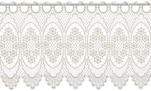 Plauener Spitze by Modespitze, Store Bistro Gardine Scheibengardine mit Stangendurchzug, hochwertige Stickerei, Höhe 30 cm, Breite 144 cm, Creme