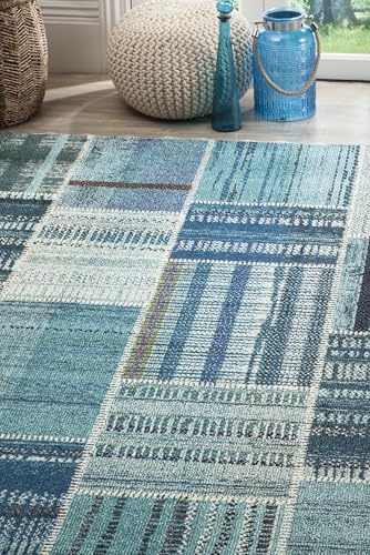 SAFAVIEH Monaco Collection Area Rug - 6'7 x 9'2, Multi, Modern Patchwork Distressed Design, Non-Shedding & Easy Care, Ideal for High Traffic Areas in Living Room, Bedroom (MNC215F)