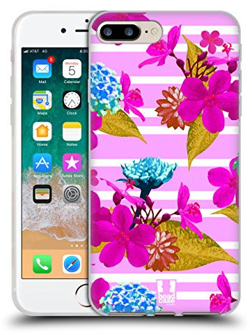 Head Case Designs Modèle De Fleurs Rose Rayures Floral À La Mode Coque en Gel [Protection de Qualité Militaire] Compatible avec Apple iPhone 7 Plus/iPhone 8 Plus