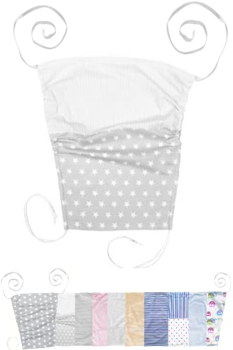 Vizaro - Toldo de Protección Solar Carrito de Bebé y Capazo - Sombrilla para Carro de Bebé - 100% Algodón - Hecho UE, OekoTex - Estrellitas Blancas