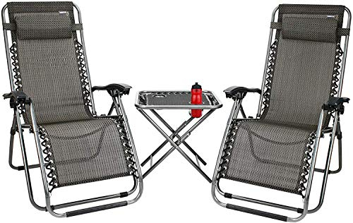 2 Relax Stuhl Sessel Garten und Camping 5 Positionen und Tisch