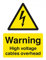 Caledonia Signs 14007K Warning High Voltage Cable Overhead Sign, 400 mm x 300 mm, Rigid Plastic