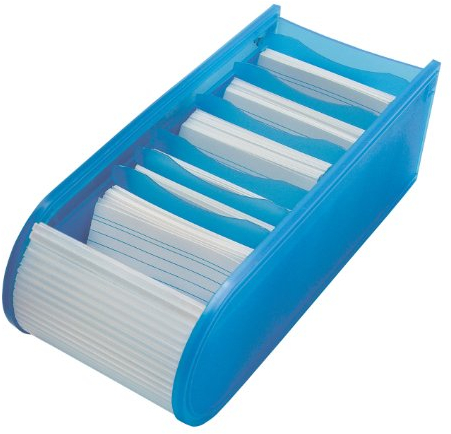 WEDO Werner Dorsch Wedo 2508003 Lernkartei Karteibox (A8 gefüllt, Rolloverschluss) blau