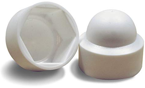 Ajile – 100 Caches Écrous M8 - Clé 13 mm – Protège Écrou Et Vis – Capuchons Plastique Blanc Résistants – Cache Vis Décoratif, Protection Anti-Rouille Et Finition Propre - Bricolage