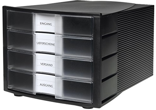 HAN 1010-X-363 Abheftmodul Impuls 4 geschlossene Schubladen schwarz/transluzent klar