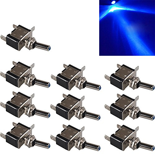 Mintice™ 10 X Blau Auto KFZ LKW Licht Schalter EIN/AUS Wippenschalter Kippschalter SPST 3-polig 12V
