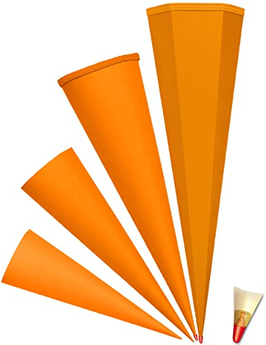 Schultüte - Rohling - ORANGE Größenwahl - 35 cm bis 100 cm rund - OHNE Tüll Abschluß - mit/ohne Kunststoffspitze___ Zuckertüte ALLE Größen - Roth - zum..