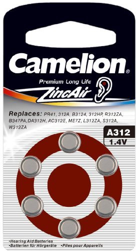 10 x 6 Camelion A312 ZA312 PR41 Zink-Air Hörgeräte-Batterie 160 mAh 1,4 V